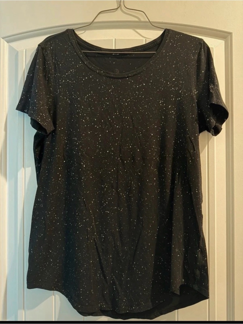 Black Speckled Short Sleeve Women's Top